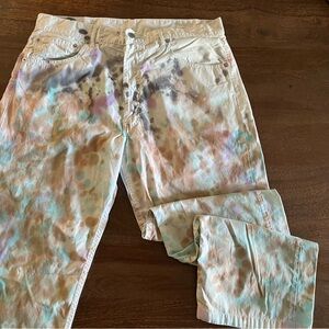 Vintage 1990s Levi’s 551 Tie-dye White Jeans Size 34x32